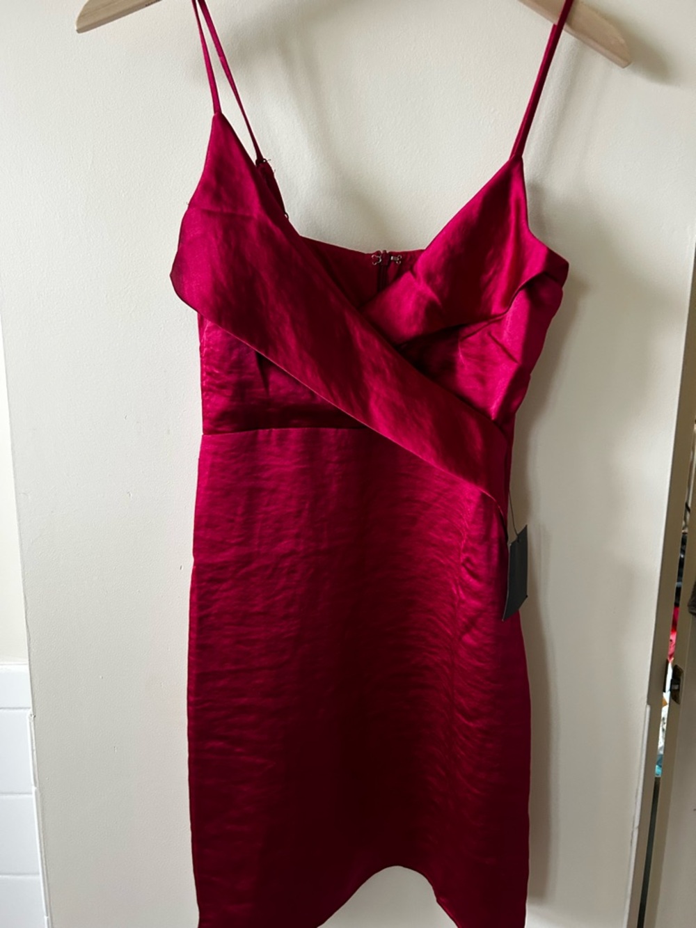 Lulu's Fuchsia Satin Mini Dress with Spaghetti Straps